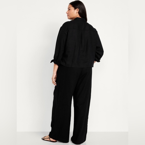 NWT! Black High-Waisted Linen-Blend Super Wide-Leg Pants - Multiple Sizes 🔹 - Picture 7 of 10